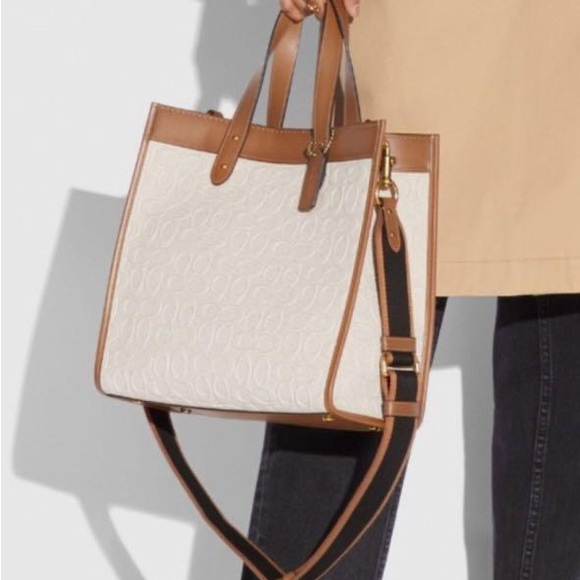 Coach Signature Canvas / Leather Field Tote Crossbody With Matching Zipper Pouch - Picture 5 of 16